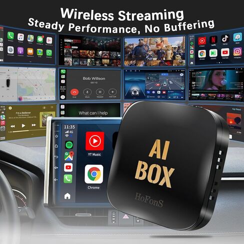 AI Box Carplay، 2+16 جيجابايت Ai Magic Box لبث Netflix/YouTube/TikTok، محول لاسلكي لتشغيل السيارة يدعم iPhone وAndroid Auto، التوصيل والتشغيل، للسيارات مع CarPlay السلكية OEM/Android Auto in Saudi Arabia