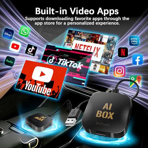 AI Box Carplay، 2+16 جيجابايت Ai Magic Box لبث Netflix/YouTube/TikTok، محول لاسلكي لتشغيل السيارة يدعم iPhone وAndroid Auto، التوصيل والتشغيل، للسيارات مع CarPlay السلكية OEM/Android Auto in Saudi Arabia