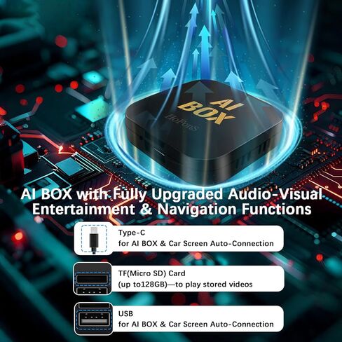 AI Box Carplay، 2+16 جيجابايت Ai Magic Box لبث Netflix/YouTube/TikTok، محول لاسلكي لتشغيل السيارة يدعم iPhone وAndroid Auto، التوصيل والتشغيل، للسيارات مع CarPlay السلكية OEM/Android Auto in Saudi Arabia