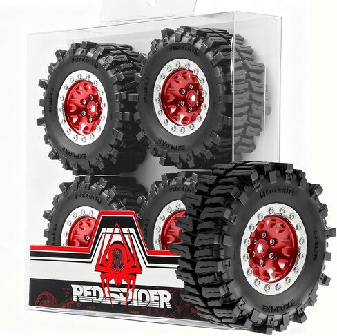 REDSPIDER RC 1.3inch Crawler Tires 64mm * 26mm Mud Slingers X Super Soft Sticky Tyres For RC 1/24 1/18 Scale Crawler TRX4M SCX24 FCX24 FCX18 (Tire) in Saudi Arabia
