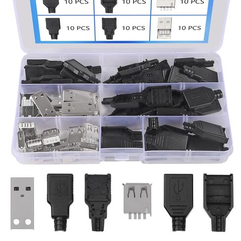 20pcs USB Type A Male Female Socket Connector USB 2.0 4 Pin with Plastic Cover for Terminal Repair Wire Cable DIY Kit Socket Fan LED Strip in Saudi Arabia