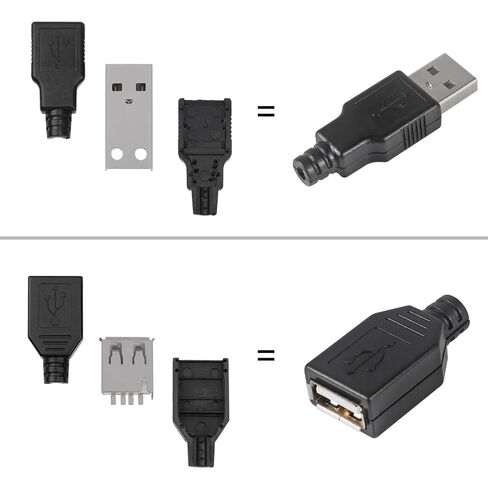 20pcs USB Type A Male Female Socket Connector USB 2.0 4 Pin with Plastic Cover for Terminal Repair Wire Cable DIY Kit Socket Fan LED Strip in Saudi Arabia