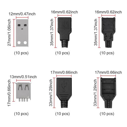 20pcs USB Type A Male Female Socket Connector USB 2.0 4 Pin with Plastic Cover for Terminal Repair Wire Cable DIY Kit Socket Fan LED Strip in Saudi Arabia
