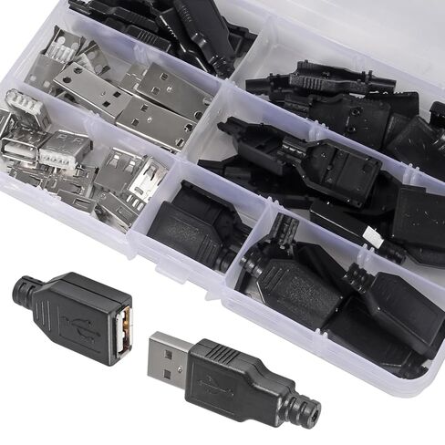 20pcs USB Type A Male Female Socket Connector USB 2.0 4 Pin with Plastic Cover for Terminal Repair Wire Cable DIY Kit Socket Fan LED Strip in Saudi Arabia