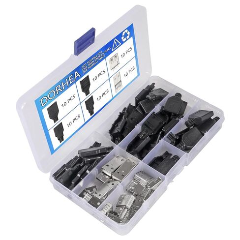 20pcs USB Type A Male Female Socket Connector USB 2.0 4 Pin with Plastic Cover for Terminal Repair Wire Cable DIY Kit Socket Fan LED Strip in Saudi Arabia