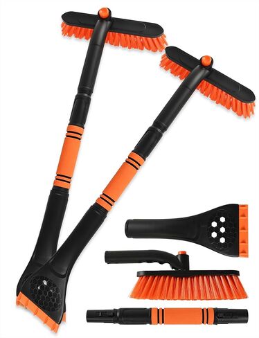 2Pack Ice Scrapers for Car Windshield, 2-in-1 Snow Scraper and Snow Brush for Car SUV Truck, Car Ice Windshield Scraper for Ice and Snow with 360° Pivoting Brush and Ergonomic Foam Grip Blue in Saudi Arabia