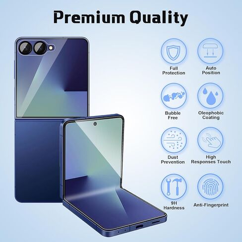 [3Set 7PCS] واقي شاشة متوافق مع هاتف Galaxy Z Flip 7 5G - 3 طبقات داخلية من مادة TPU + 3 زجاج مقسى + 1 واقي عدسة كاميرا مع أداة محاذاة، سهل التركيب، ووضوح عالٍ، وخالي من الفقاعات in Kuwait
