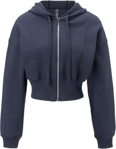 AARYA سويت شيرت بقلنسوة للنساء مبطن بالصوف في اتجاهين بغطاء للرأس مريح من القطن بلوزات سادة ملابس خريف دافئة in Kuwait