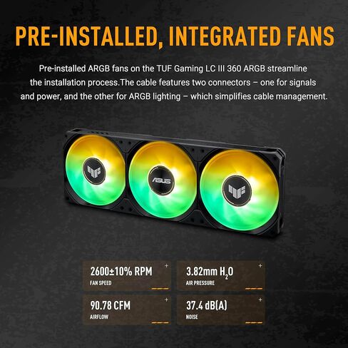 مبرد ASUS TUF Gaming LC III 360 ARGB AIO مع مراوح ثلاثية مدمجة ومثبتة مسبقًا، مصممة لتدفق الهواء العالي والضغط الثابت؛ مضخة فعالة لضمان وحدة المعالجة المركزية in Kuwait