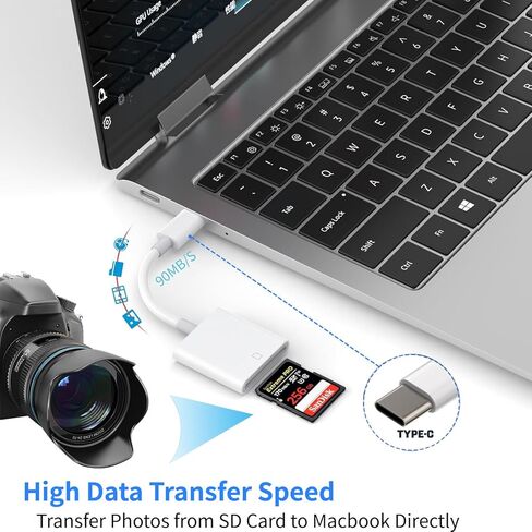 [معتمد من Apple MFi] قارئ بطاقة USB-C إلى SD، محول كاميرا رقمية، محول بطاقة USB 3.0 عالي السرعة إلى SD، قارئ بطاقة ذاكرة USB C Trail Viewer لأجهزة iPhone 17/16/15/iPad/MacBook/iMac/Galaxy/Android in Kuwait