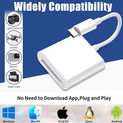 [معتمد من Apple MFi] قارئ بطاقة USB-C إلى SD، محول كاميرا رقمية، محول بطاقة USB 3.0 عالي السرعة إلى SD، قارئ بطاقة ذاكرة USB C Trail Viewer لأجهزة iPhone 17/16/15/iPad/MacBook/iMac/Galaxy/Android in Kuwait