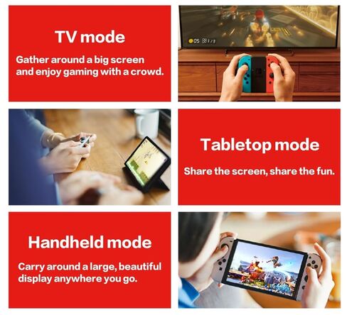 نينتندو سويتش (طراز OLED) مع Joy-Con باللون الأزرق النيون والأحمر النيون وبطاقة Micro SD إضافية بسعة 32 جيجابايت - الإصدار العالمي in Saudi Arabia