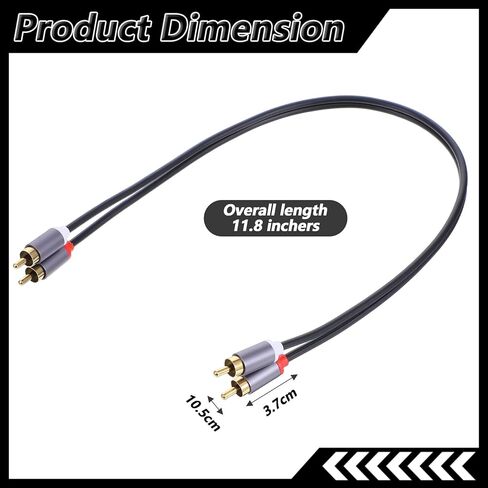 2 قطعة كابلات RCA 2RCA ذكر إلى 2RCA صوت ذكر 1FT RCA كابلات صوت السيارة مضخم الصوت لمكبرات صوت المسرح المنزلي مكبرات الصوت النشطة المضخم in Saudi Arabia