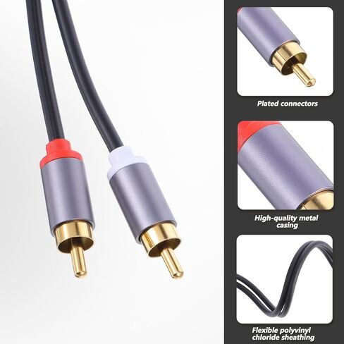 2 قطعة كابلات RCA 2RCA ذكر إلى 2RCA صوت ذكر 1FT RCA كابلات صوت السيارة مضخم الصوت لمكبرات صوت المسرح المنزلي مكبرات الصوت النشطة المضخم in Saudi Arabia