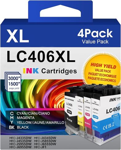 LC406 خراطيش الحبر لطابعة Brother لـ Brother Ink LC406 بديل خرطوشة الحبر مع الأخ MFC-J4335DW Ink XL ، MFC-J6555DW ، MFC-J4345DW XL ، MFC-J5855DW ، MFC-J4535DW XL in Saudi Arabia