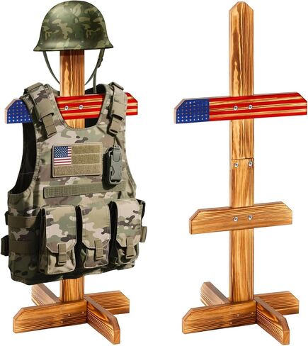 Tactical Armor Stand, Wooden Military Gear Hanger, Police Helmet Vest Hanger, Tactical Gear Stand, Compact and Sturdy Display in Saudi Arabia