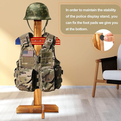 Tactical Armor Stand, Wooden Military Gear Hanger, Police Helmet Vest Hanger, Tactical Gear Stand, Compact and Sturdy Display in Saudi Arabia