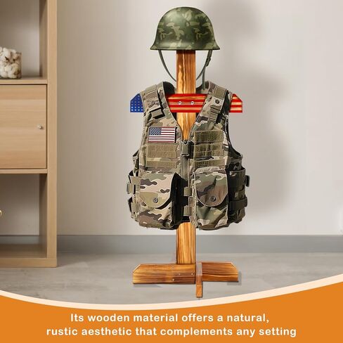 Tactical Armor Stand, Wooden Military Gear Hanger, Police Helmet Vest Hanger, Tactical Gear Stand, Compact and Sturdy Display in Saudi Arabia