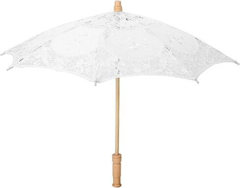 Pissente Handmade Lace Umbrella, Elegant Silk Cloth Parasol with Solid Wood Handle for Wedding Photography in Saudi Arabia
