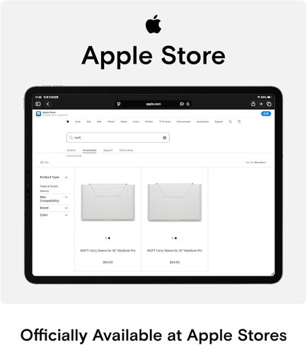 حافظة كمبيوتر محمول MOFT، حقيبة كمبيوتر محمول 2 في 1 وحامل لجهاز MacBook Air/Pro مقاس 16 بوصة وDell/HP/Lenovo/Asus، حقيبة كمبيوتر نحيفة أنيقة مع مساحة تخزين قابلة للتوسيع لملحقات الكمبيوتر، Misty Cove in Saudi Arabia