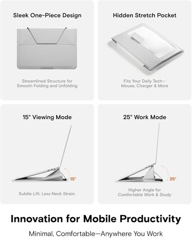 حافظة كمبيوتر محمول MOFT، حقيبة كمبيوتر محمول 2 في 1 وحامل لجهاز MacBook Air/Pro مقاس 16 بوصة وDell/HP/Lenovo/Asus، حقيبة كمبيوتر نحيفة أنيقة مع مساحة تخزين قابلة للتوسيع لملحقات الكمبيوتر، Misty Cove in Saudi Arabia