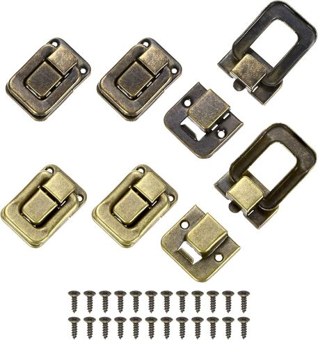 6 Pack Toggle Catch Lock, 1.5 x 1 in Metal Hasp Latches Decorative Clasp with Screws for Jewelry Case/Wooden Boxes/Suitcase, Retro Style Clasp [Gold & Silver] in Saudi Arabia