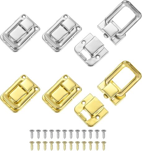 6 Pack Toggle Catch Lock, 1.5 x 1 in Metal Hasp Latches Decorative Clasp with Screws for Jewelry Case/Wooden Boxes/Suitcase, Retro Style Clasp [Gold & Silver] in Saudi Arabia