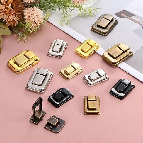 6 Pack Toggle Catch Lock, 1.5 x 1 in Metal Hasp Latches Decorative Clasp with Screws for Jewelry Case/Wooden Boxes/Suitcase, Retro Style Clasp [Gold & Silver] in Saudi Arabia