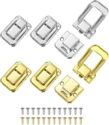 6 Pack Toggle Catch Lock, 1.5 x 1 in Metal Hasp Latches Decorative Clasp with Screws for Jewelry Case/Wooden Boxes/Suitcase, Retro Style Clasp [Gold & Silver] in Saudi Arabia