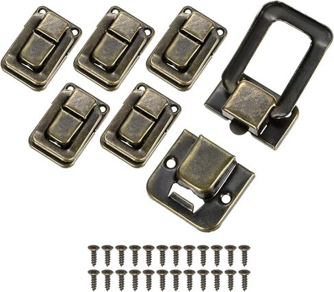 6 Pack Toggle Catch Lock, 1.5 x 1 in Metal Hasp Latches Decorative Clasp with Screws for Jewelry Case/Wooden Boxes/Suitcase, Retro Style Clasp [Gold & Silver] in Saudi Arabia