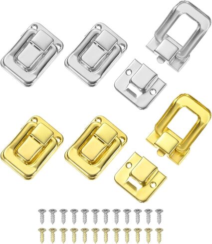 6 Pack Toggle Catch Lock, 1.5 x 1 in Metal Hasp Latches Decorative Clasp with Screws for Jewelry Case/Wooden Boxes/Suitcase, Retro Style Clasp [Gold & Silver] in Saudi Arabia