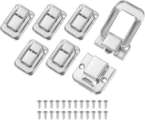 6 Pack Toggle Catch Lock, 1.5 x 1 in Metal Hasp Latches Decorative Clasp with Screws for Jewelry Case/Wooden Boxes/Suitcase, Retro Style Clasp [Gold & Silver] in Saudi Arabia