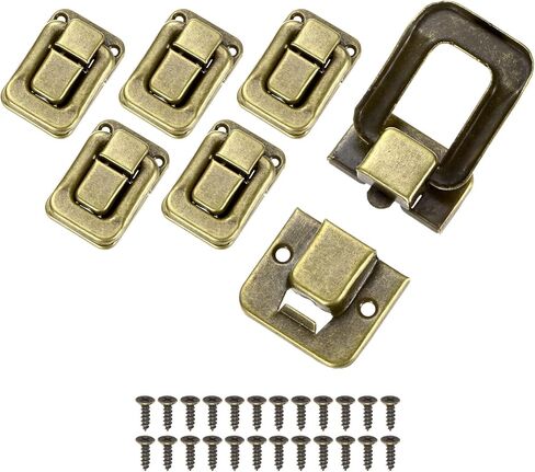 6 Pack Toggle Catch Lock, 1.5 x 1 in Metal Hasp Latches Decorative Clasp with Screws for Jewelry Case/Wooden Boxes/Suitcase, Retro Style Clasp [Gold & Silver] in Saudi Arabia