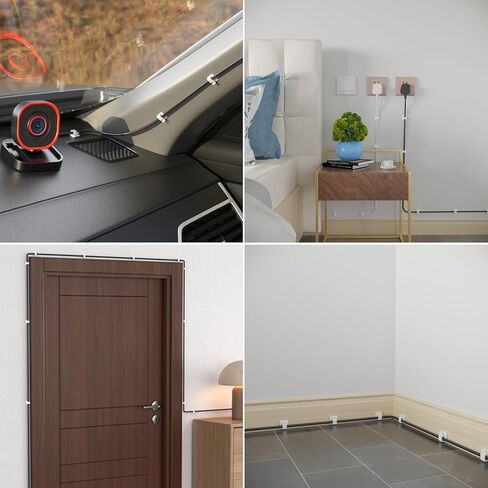 Cable Clips 50pcs with Strong Adhesive Tapes,Wire Holder Organizer Cord Management for Car, Office and Home (White- CC04(50PCS)) in Saudi Arabia