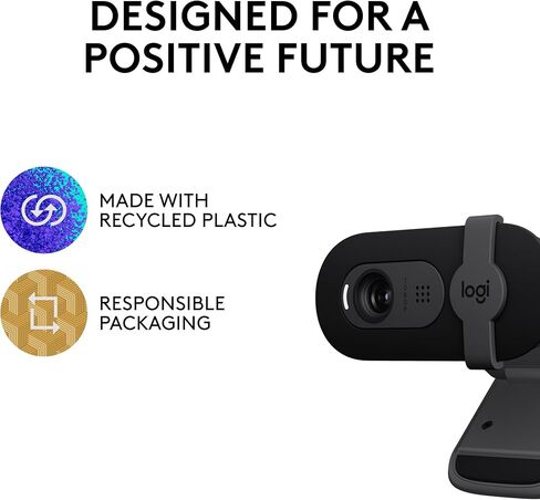كاميرا ويب Logitech Brio 101 Full HD 1080p للاجتماعات، والبث، وسطح المكتب، والكمبيوتر المحمول، والكمبيوتر الشخصي - ميكروفون مدمج، مصراع، يعمل مع التكبير، وضع GameChat الجديد لجهاز Nintendo Switch 2، USB-A، -أسود، حزمة من 10 in Kuwait
