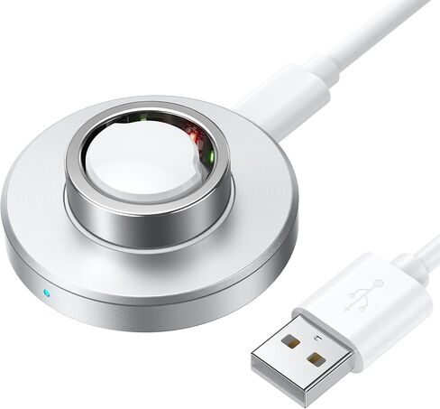 Compatible with O-ra Ring Gen 3 Charger - Size 10, Fast and Safe Charging Dock with USB-C Cable, Silicone Anti-Slip Base Design, Essential for O-ra Ring Gen 3 Users (Silver) in Kuwait