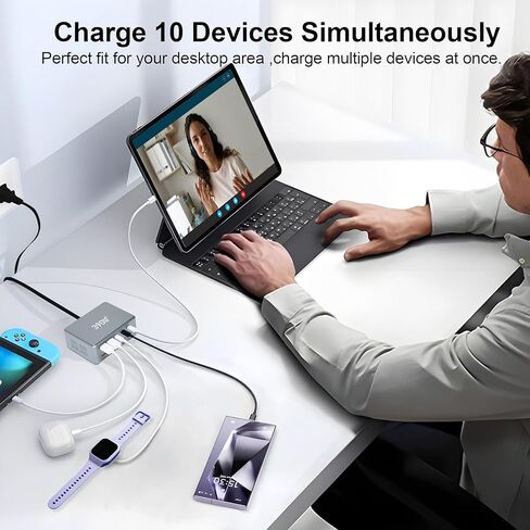 USB C Fast Charger Block 390W 10 Ports usbc Charging Station USB Charger Block Multiple Ports 100W PD GaN Fast Charging Brick hub for iPad iPhone 17 16 15 MacBook Pro/Air Samsung Galaxy in Saudi Arabia