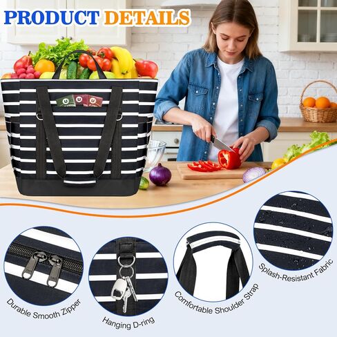 HUANLANG Soft Cooler Bag Insulated for Travel,Large Insulated Grocery Bags with Zippered Top,PEVA Collapsible Food Delivery Cooler Bag for Beach, Travel, Picnics in Saudi Arabia