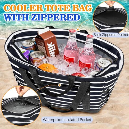 HUANLANG Soft Cooler Bag Insulated for Travel,Large Insulated Grocery Bags with Zippered Top,PEVA Collapsible Food Delivery Cooler Bag for Beach, Travel, Picnics in Saudi Arabia