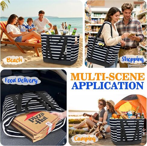 HUANLANG Soft Cooler Bag Insulated for Travel,Large Insulated Grocery Bags with Zippered Top,PEVA Collapsible Food Delivery Cooler Bag for Beach, Travel, Picnics in Saudi Arabia