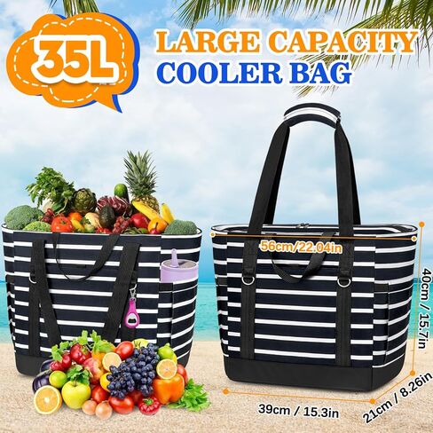 HUANLANG Soft Cooler Bag Insulated for Travel,Large Insulated Grocery Bags with Zippered Top,PEVA Collapsible Food Delivery Cooler Bag for Beach, Travel, Picnics in Saudi Arabia