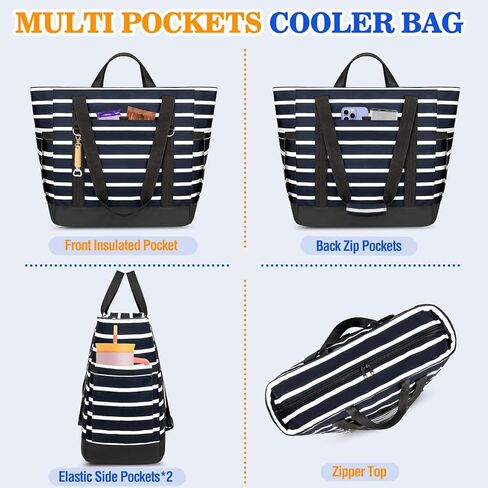 HUANLANG Soft Cooler Bag Insulated for Travel,Large Insulated Grocery Bags with Zippered Top,PEVA Collapsible Food Delivery Cooler Bag for Beach, Travel, Picnics in Saudi Arabia