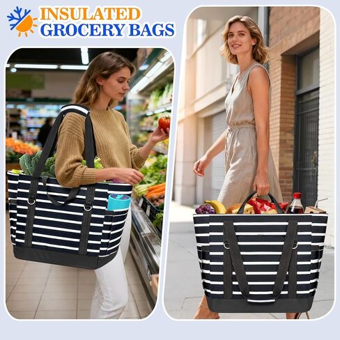 HUANLANG Soft Cooler Bag Insulated for Travel,Large Insulated Grocery Bags with Zippered Top,PEVA Collapsible Food Delivery Cooler Bag for Beach, Travel, Picnics in Saudi Arabia
