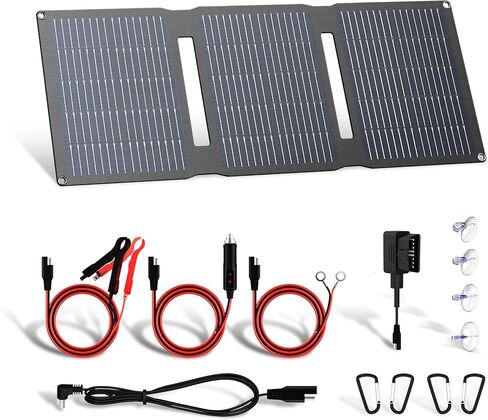 لوحة طاقة شمسية محمولة بقوة 100 واط من FlexSolar - كفاءة عالية 24%، مقاومة للماء IP67، مخرج QC3.0 USB-A/USB-C/DC لمحطة الطاقة الصغيرة، والتخييم، والمركبات الترفيهية والطوارئ in Kuwait