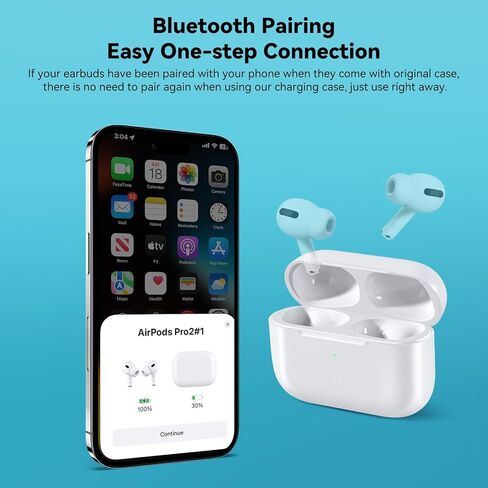حافظة شحن لاسلكية بديلة متوافقة مع AirPod Pro الجيل الثاني والأول، حافظة شاحن Air Pod Pro 2 1 مع زر مزامنة بلوتوث، شحن USB-C، أبيض in Saudi Arabia