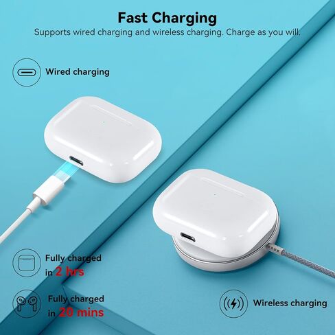 حافظة شحن لاسلكية بديلة متوافقة مع AirPod Pro الجيل الثاني والأول، حافظة شاحن Air Pod Pro 2 1 مع زر مزامنة بلوتوث، شحن USB-C، أبيض in Saudi Arabia