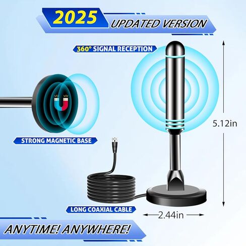 هوائي تلفزيون داخلي، هوائي تلفزيون رقمي 2026 للقنوات المحلية، هوائي HDTV للتلفزيون بدون كابل للتلفزيون الذكي/القديم، استقبال طويل المدى يدعم 4K 1080p in Saudi Arabia