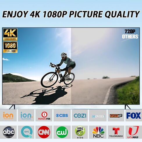 هوائي تلفزيون داخلي، هوائي تلفزيون رقمي 2026 للقنوات المحلية، هوائي HDTV للتلفزيون بدون كابل للتلفزيون الذكي/القديم، استقبال طويل المدى يدعم 4K 1080p in Saudi Arabia