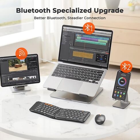 MEETION Ergonomic Foldable Keyboard and Mouse, Portable Bluetooth Keyboard and Mouse for Business Travel, Ultra-Thin Folding Wireless Keyboard Mouse for Windows/Mac/iOS/Andriod, C9880 in Kuwait