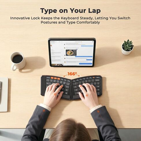 MEETION Ergonomic Foldable Keyboard and Mouse, Portable Bluetooth Keyboard and Mouse for Business Travel, Ultra-Thin Folding Wireless Keyboard Mouse for Windows/Mac/iOS/Andriod, C9880 in Kuwait